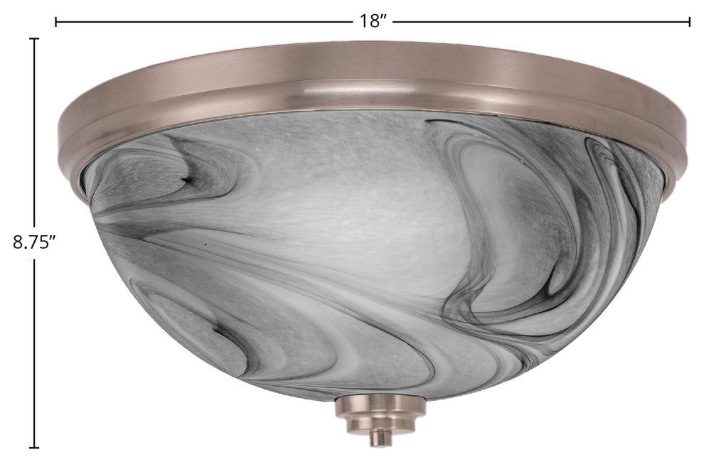 18" 4-Light Flush Mount Light, Brushed Nickel/Onyx Swirl