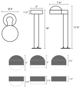 Sonneman 7303.PC.PL-WL REALS 1 Light 16" Tall Integrated LED - Textured Gray