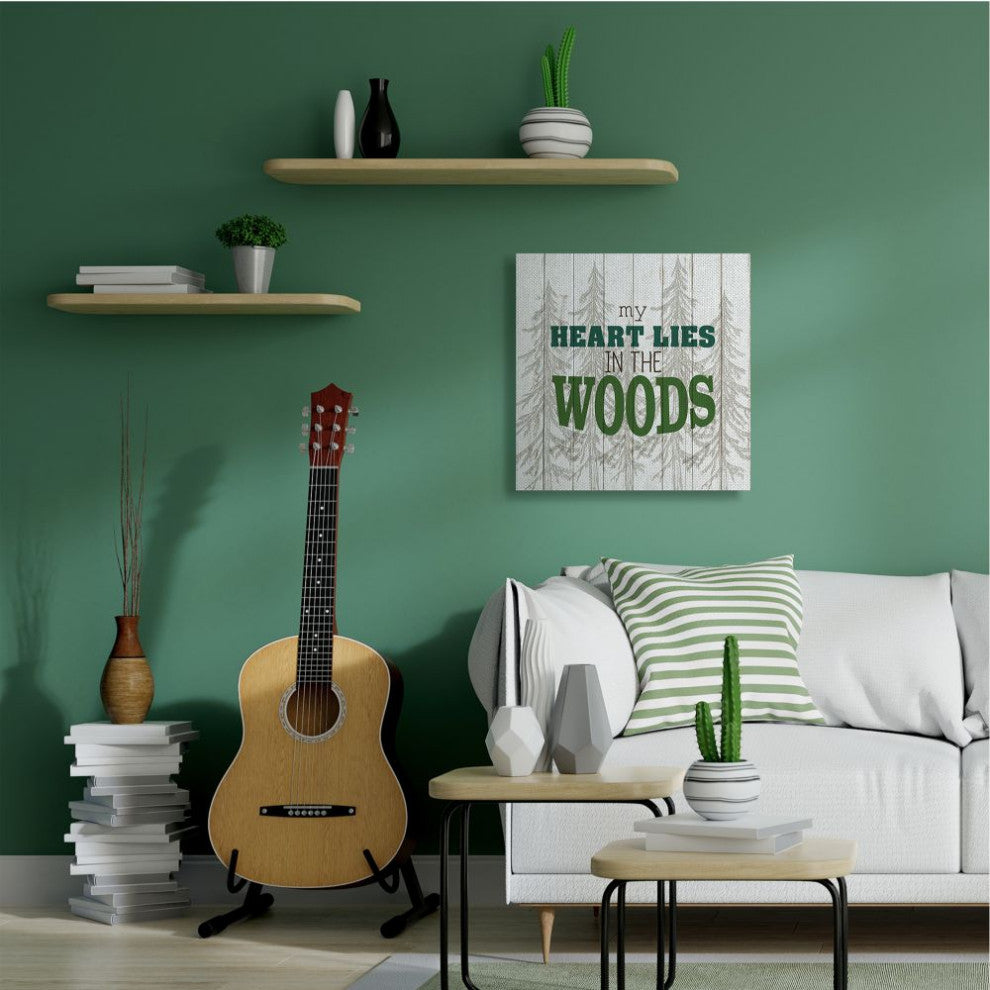 Heart Lies in Woods Quote Camping Pine Tree Sketch Word Design,1pc, each 30 x 30