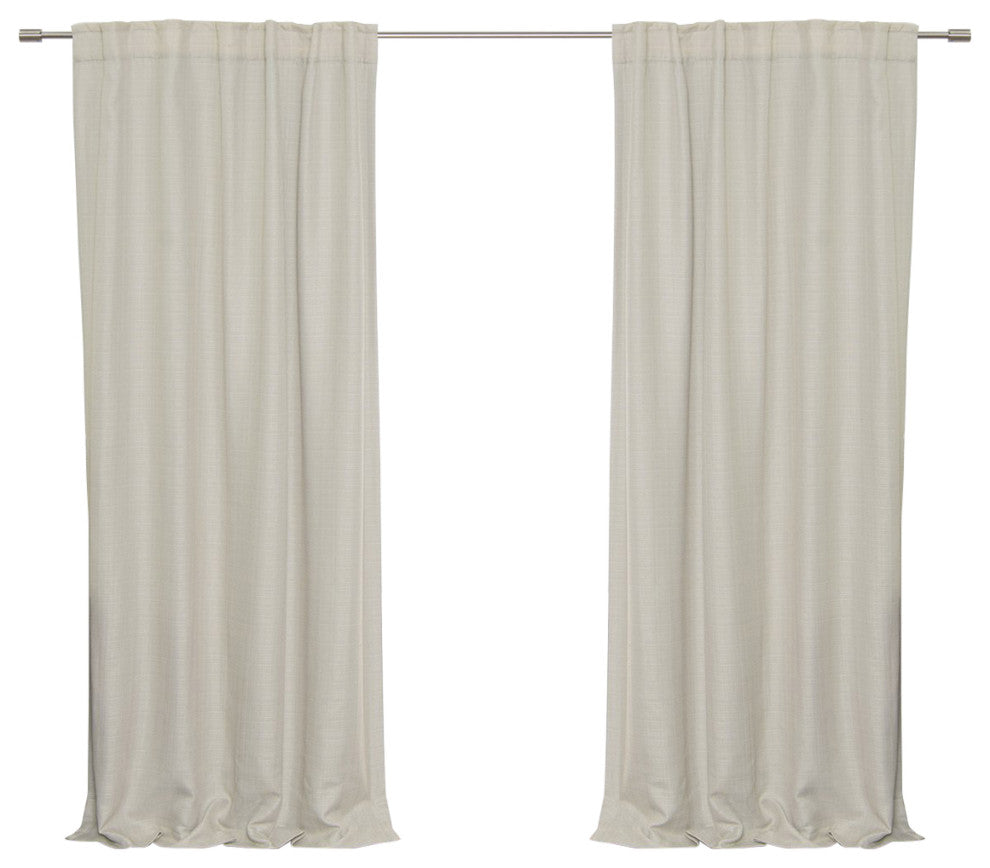 Woven Faux Linen Back Tab Curtains with Blackout Lining
