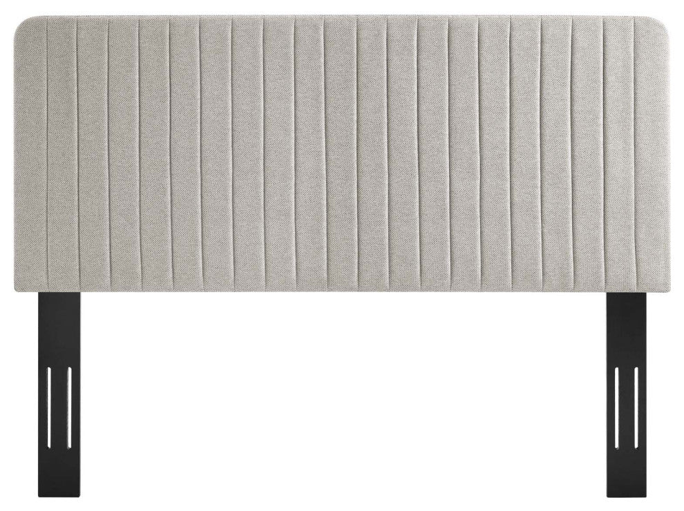 Milenna Channel Tufted Upholstered Fabric King/California King Headboard-Oatmeal