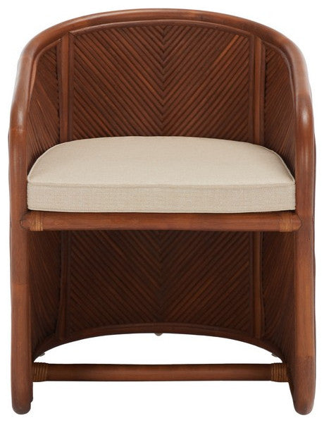 Safavieh Barnette Rattan Pole Accent Chair Amber / Beige