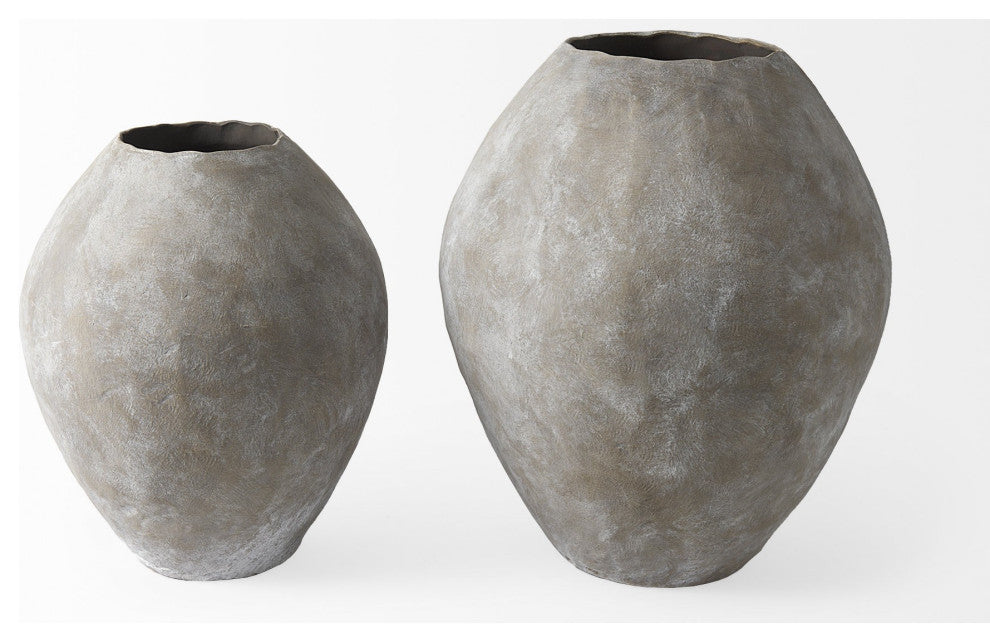 Kyros Natural Wash 28" Earthy Ceramic Oval Vase