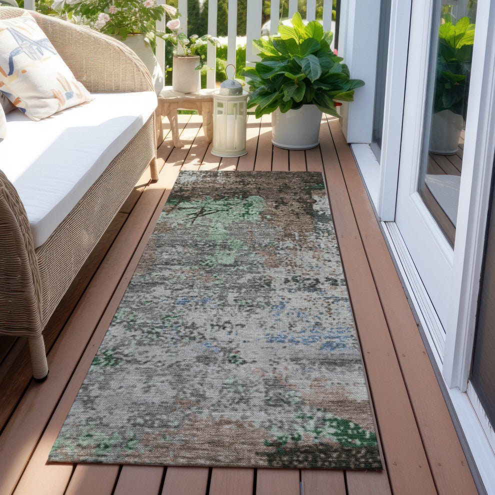 Machine Washable Indoor/Outdoor Chantille ACN1911 Taupe 2'3" x 7'6" Runner Rug