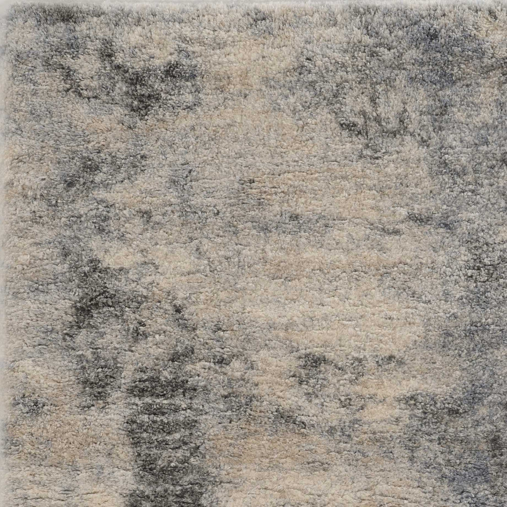HomeRoots 9'x13' Ivory Blue Machine Woven Abstract Indoor Area Rug