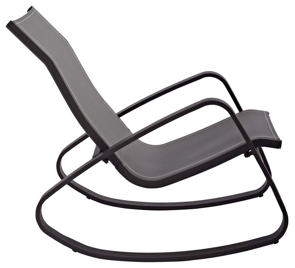 Traveler Rocking Outdoor Patio Mesh Sling Lounge Chair, Black Black