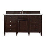 Brittany 60" Single Vanity, Burnished Mahogany, Victorian Silver Quartz