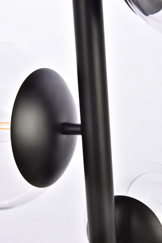 Warren 18" Pendant, Black With Clear Shade