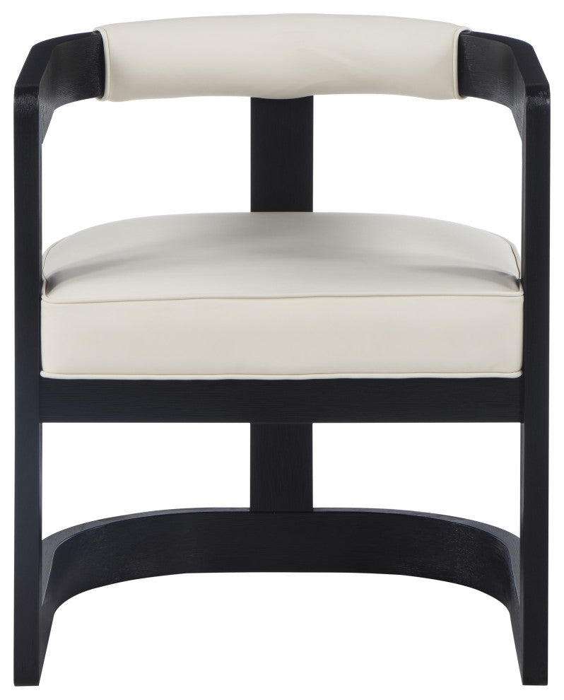 Manchester Faux Leather Upholstered Dining Chair, Cream, Black Finish