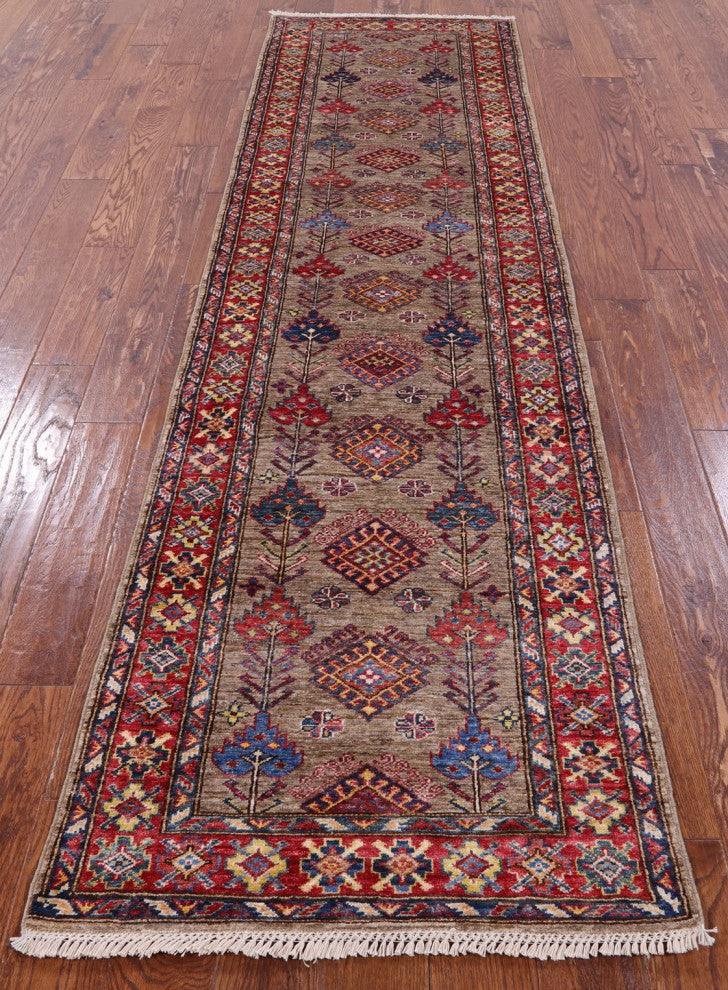 2' 8" X 9' 7" Runner Super Kazak Hand Knotted Wool Rug Q7501