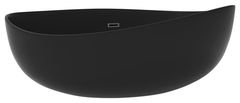 CastelloUSA Newport 71" Solid Surface Stone Resin Freestanding Bathtub, Black