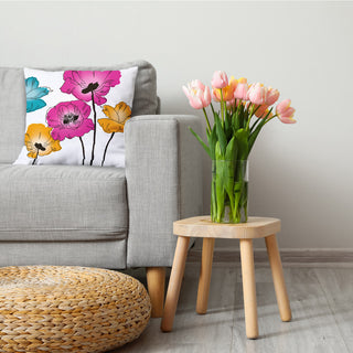 Popping Poppies Decorative Throw Pillow, Pink, 26"x26"