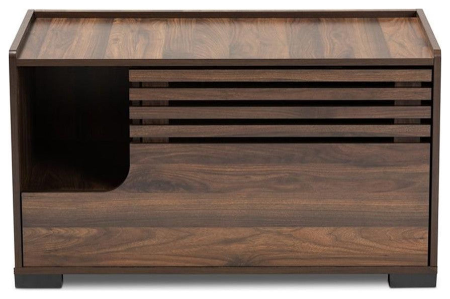 Baxton Studio Claire Walnut Brown Finished Cat Litter Box Cover House