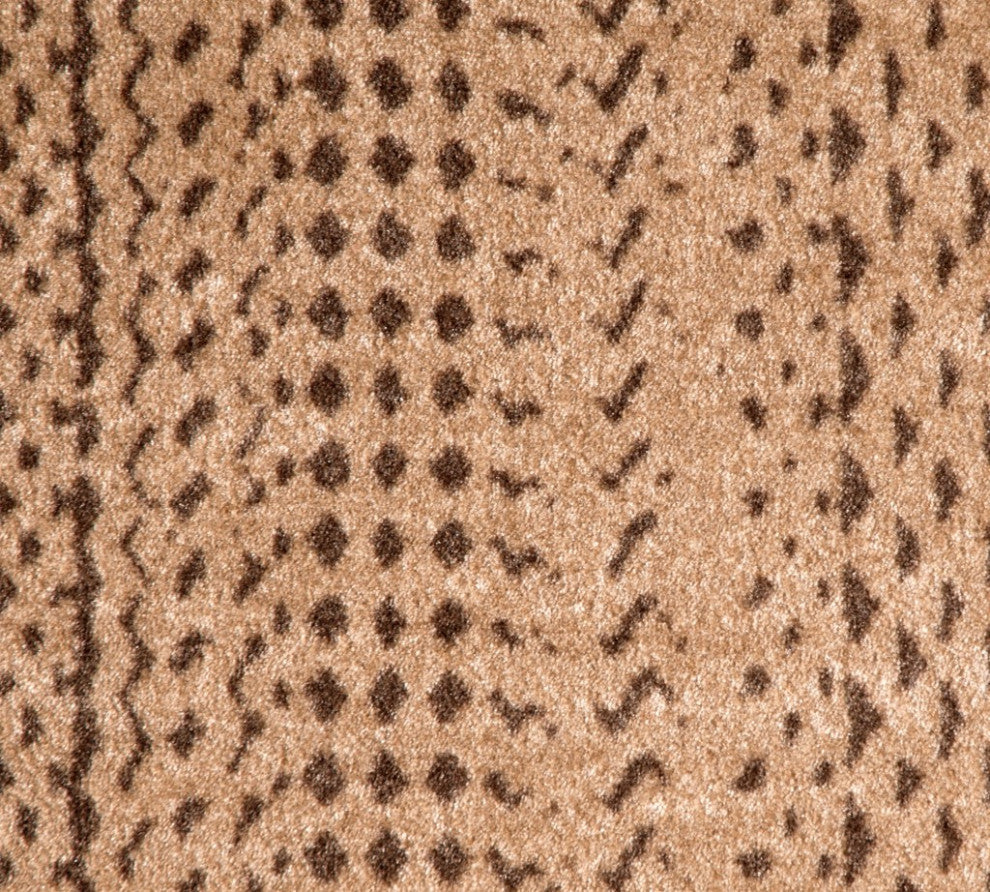 2' x 4' Brown and Tan Abstract Tracks Washable Floor Mat