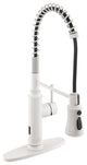 Single-Handle Spring Pull Down Sprayer Kitchen Faucet with Infrared Induction, Matte White