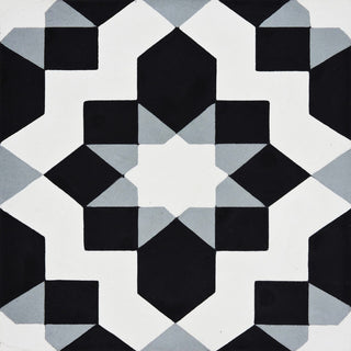 8"x8" Affos Handmade Cement Tile, Gray/Black, Set of 12