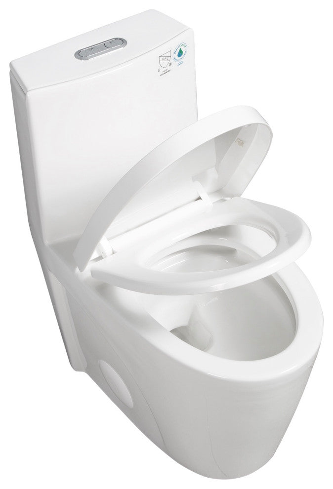 One-piece 1.1/1.6 GPF Dual Flush Elongated Toilet with Soft-Close Seat