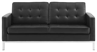 Modway Loft Tufted Upholstered Faux Leather loveseat
