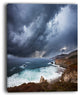 "Heavy Blue Clouds And Waves" Modern Beach Canvas Art Print, 12"x20"