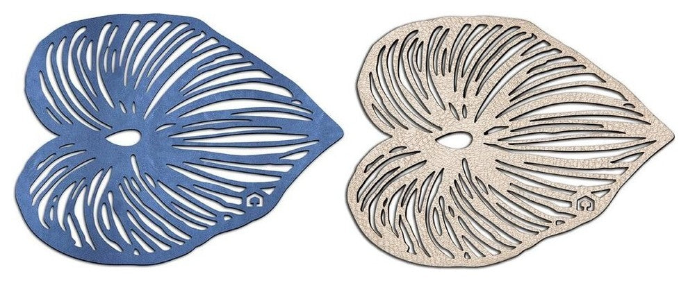 Double-Sided Blue Leaf Trivet