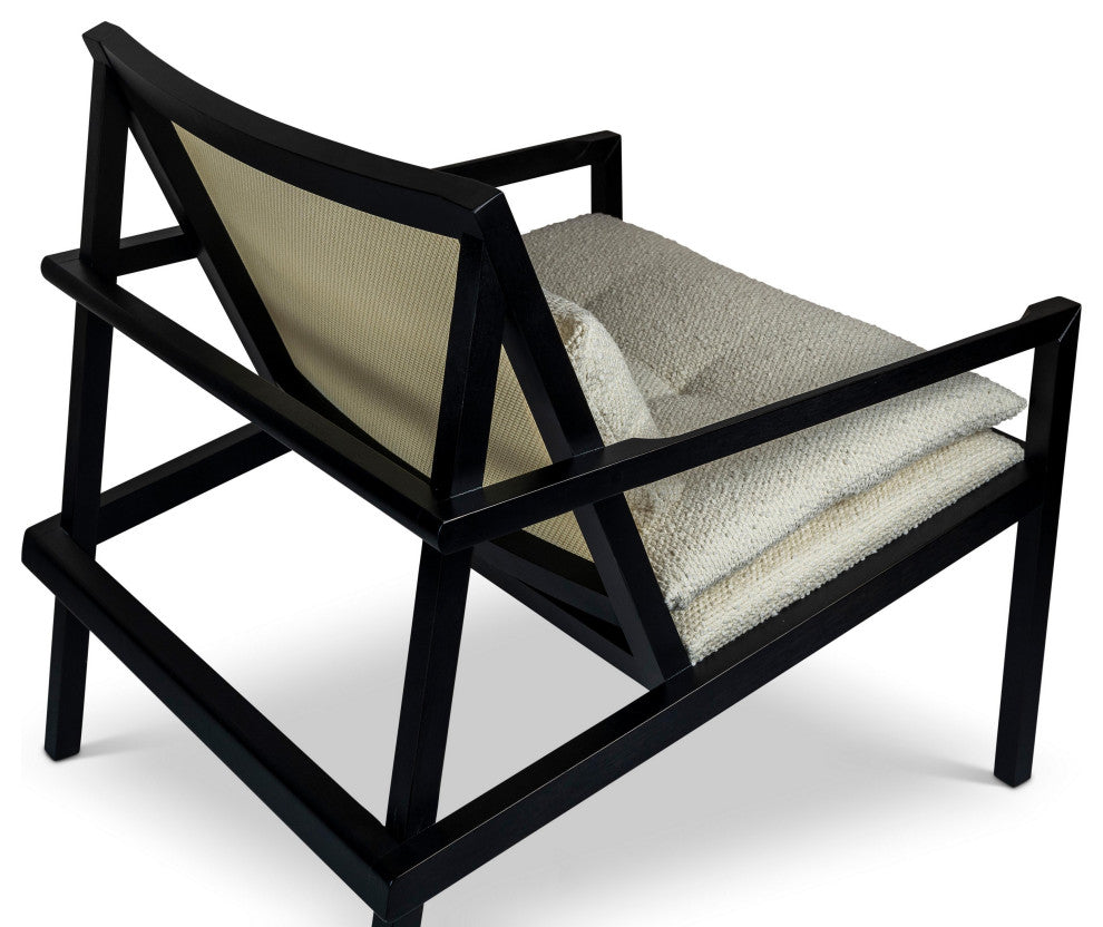 Modern Brazilian, Barra, Cane Lounge Chair, Black/Natural/Ivory
