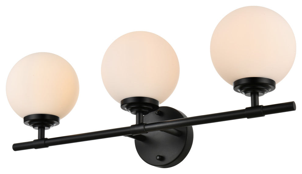 3 Light Black And Frosted White Bath Sconce