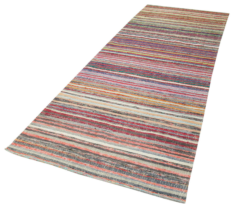 Rug N Carpet - Hand-knotted Turkish 3' 9" x 11' 5" Vintage Runner Kilim Rug