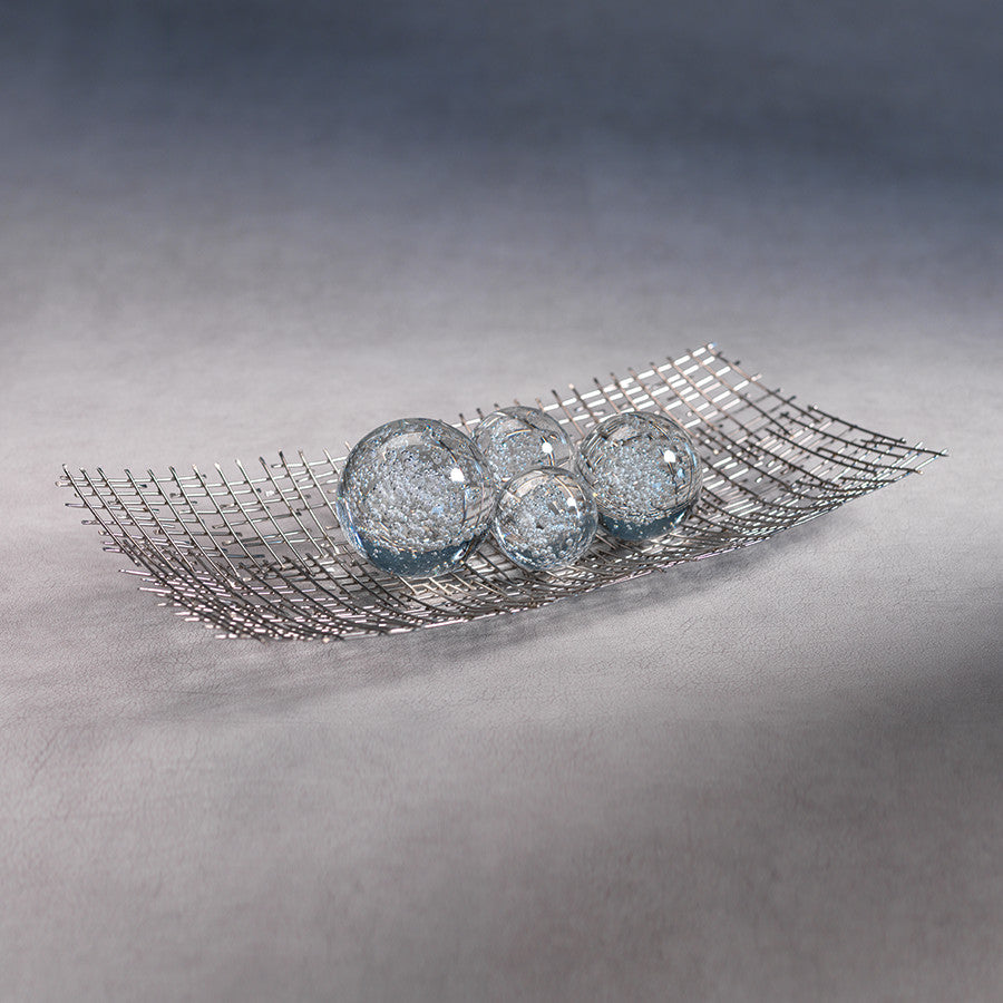 4" Crystal Decorative Ball, Bubbles Design, Set of 2