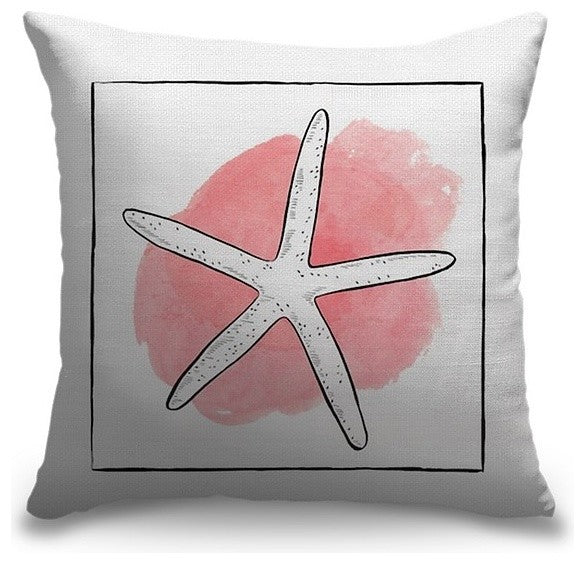"Sea Star - Coastal Watercolor" Outdoor Pillow 20"x20"