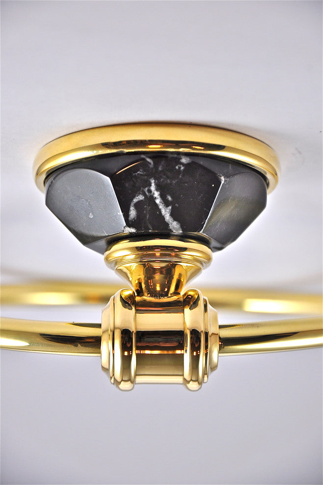 Towel Ring With Nero Marquina Marbel Accents, Polished Chrome