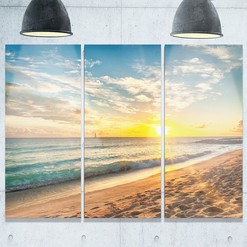 "White Beach in Island of Barbados" Metal Wall Art, 3 Panels, 36"x28"
