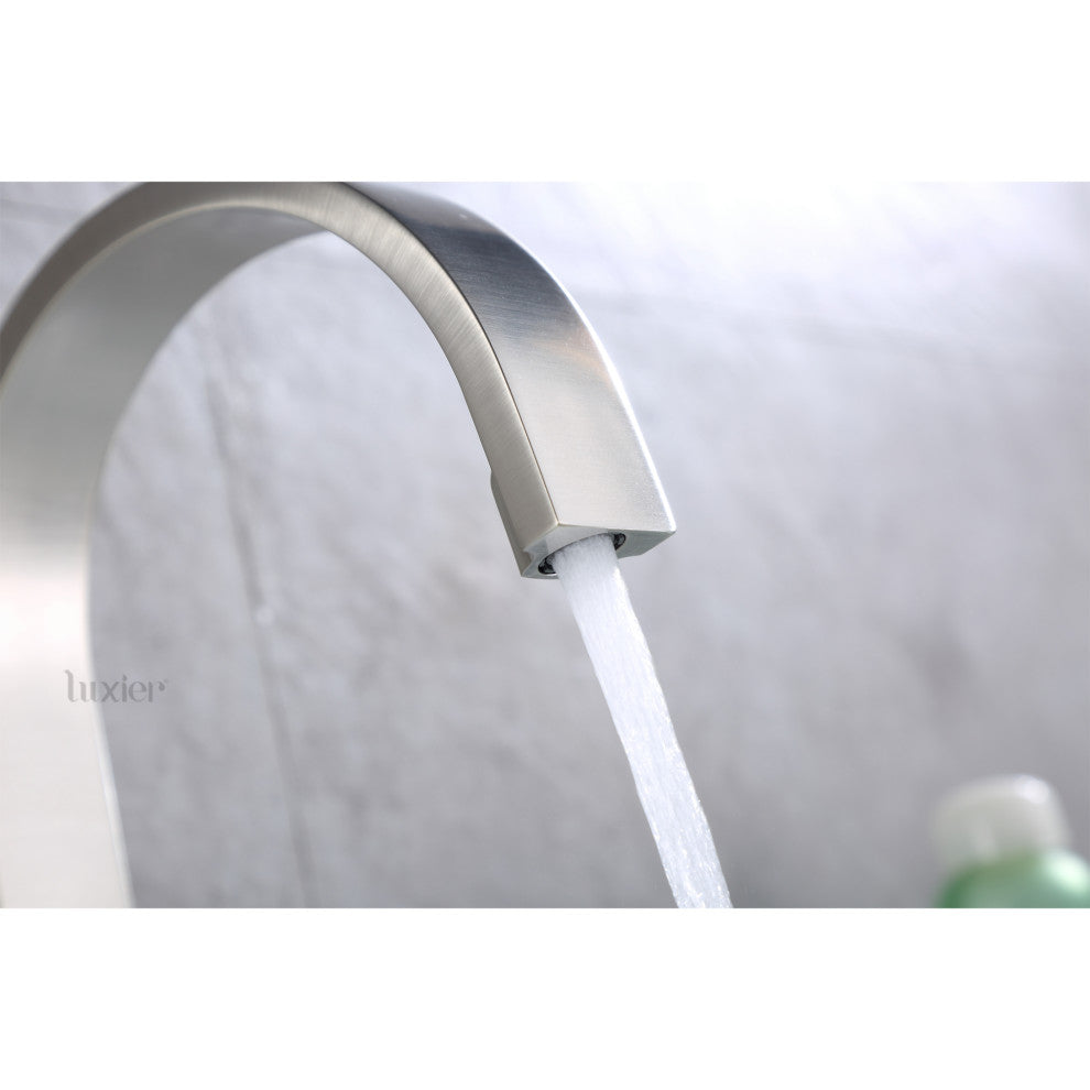 Luxier WSP05-T 2-Handle Widespread Bathroom Faucet with Drain, Brushed Nickel