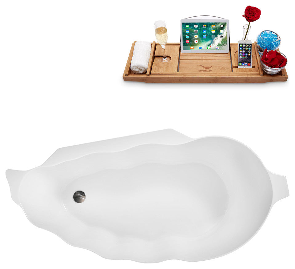 59" Streamline Freestanding Tub and Tray With Internal Drain