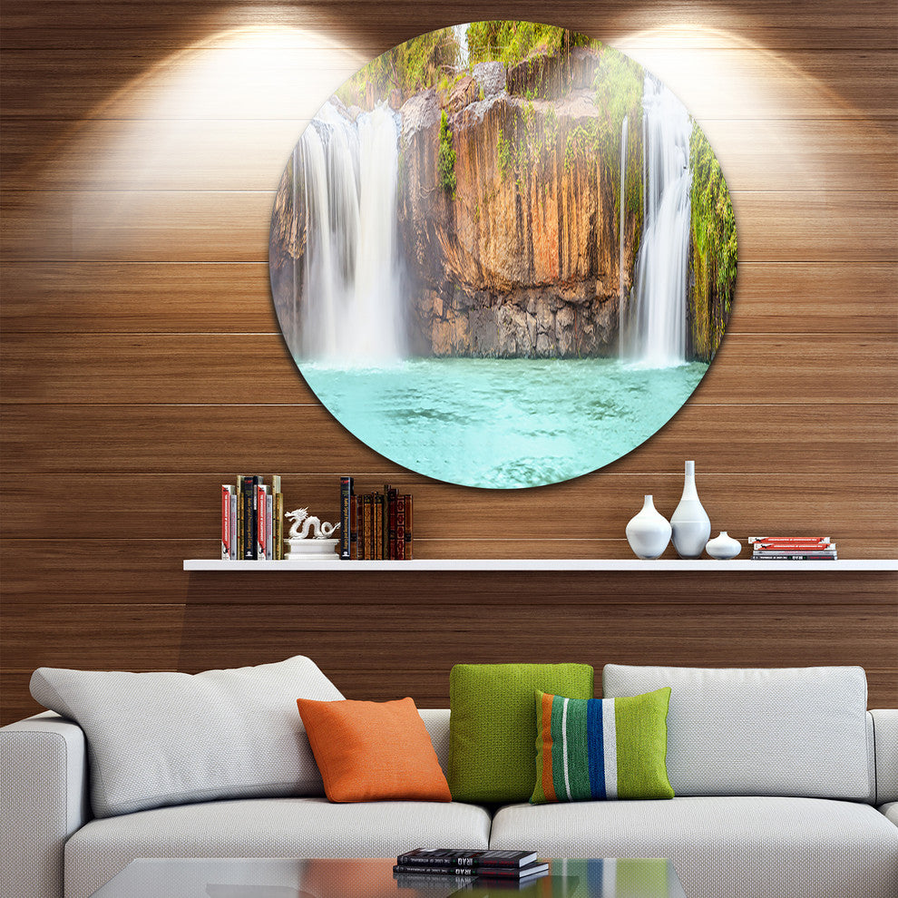 Dry Sap Waterfall, Photography Round Wall Art, 36"