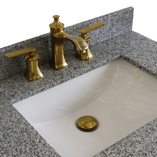 31" Single Vanity, Blue Finish With Gray Granite And Rectangle Sink