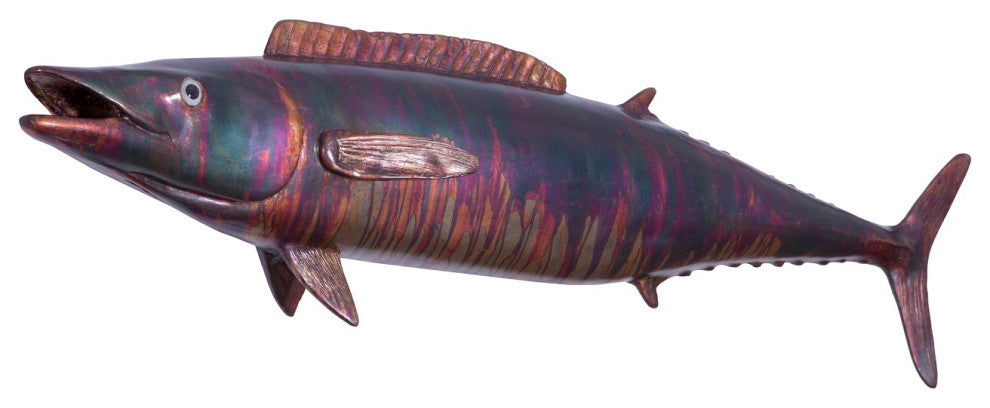 Wahoo Fish Wall Sculpture, Copper Patina