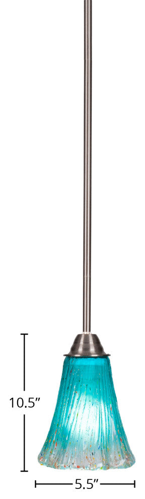 Paramount 1-Light Mini Pendant, Brushed Nickel, 5.5" Teal Crystal Glass