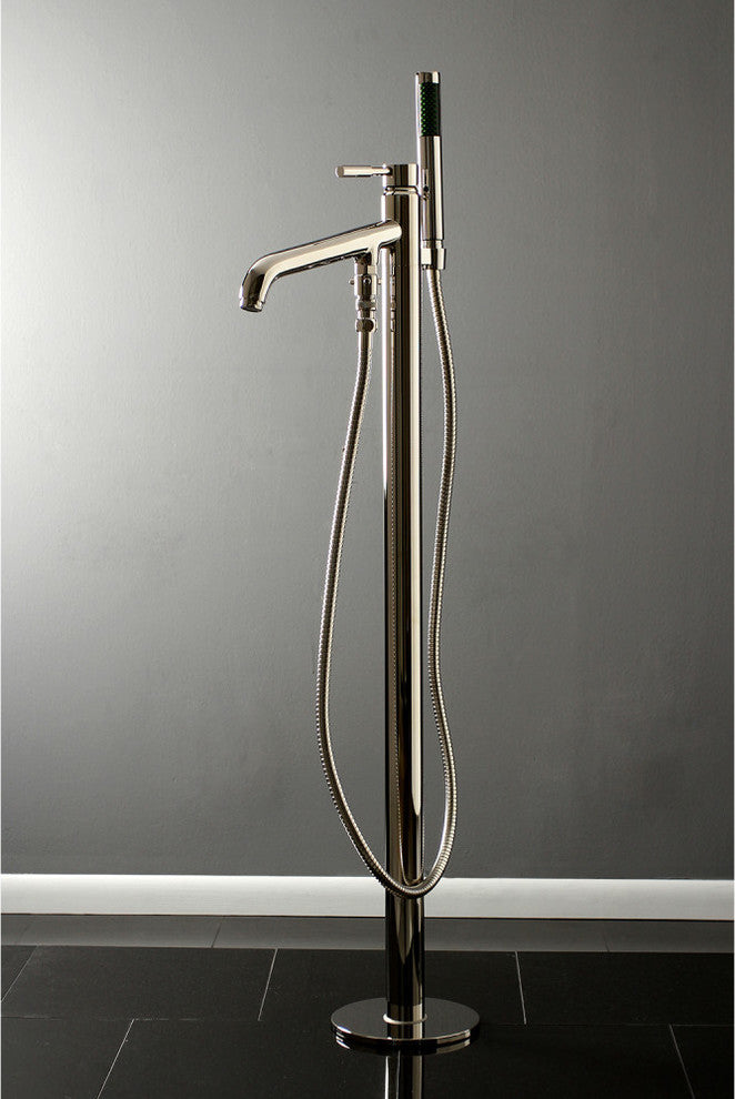 Kingston Brass Freestanding Tub Faucet With Hand Shower, Polished Nickel