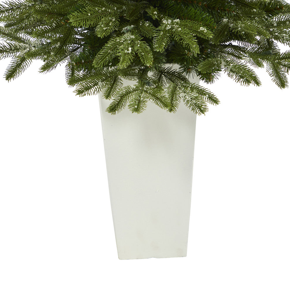 44" Snowed Grand Teton Fir Faux Xmas Tree W/Lights & Bendable Branches, Planter