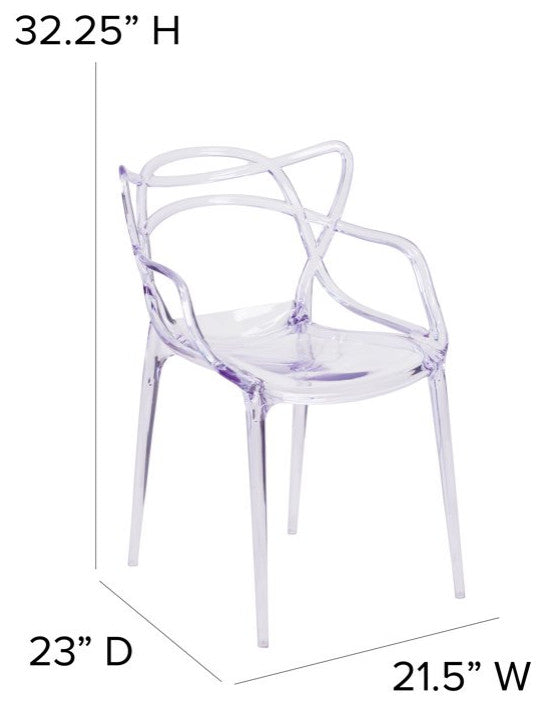 Set of 4 Outdoor Stackable Chair, Unique Design With Transparent Crystal Finish