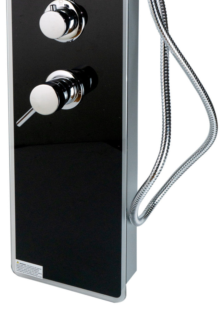 ALFI brand ABSP65B Black Aluminum Shower Panel w/ 2 Body Sprays Rain Shower Hea