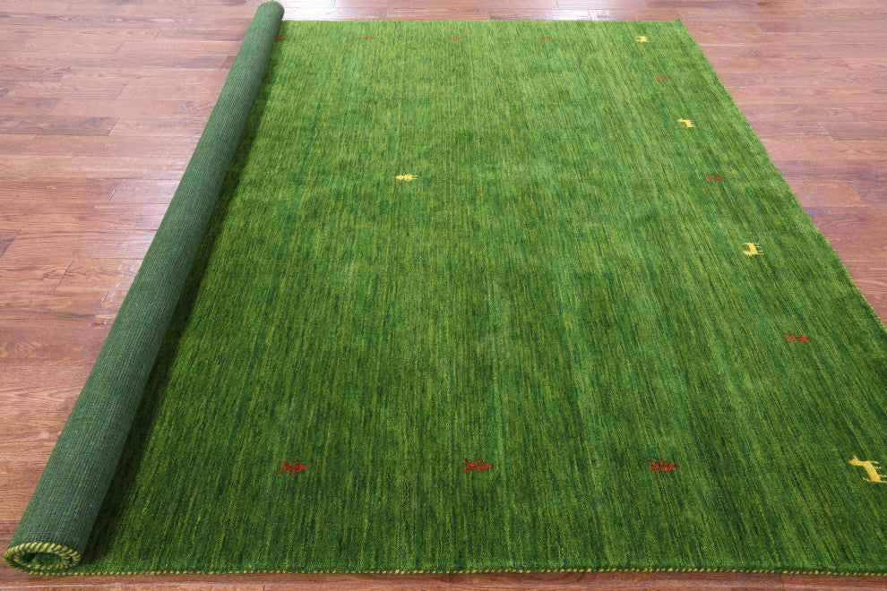 8' Square Persian Gabbeh Hand-Knotted Rug - Q4298