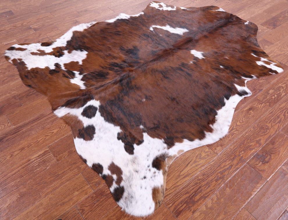 6' 6" X 5' 7" Organic Natural Hair-On Cowhide Area Rug C1495