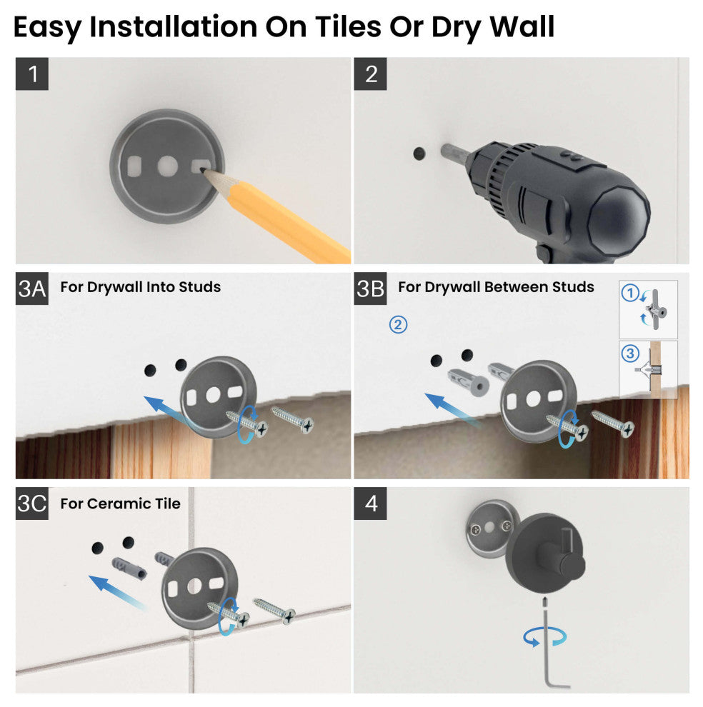 Circular 4-Piece Bathroom Hardware Set, Chrome