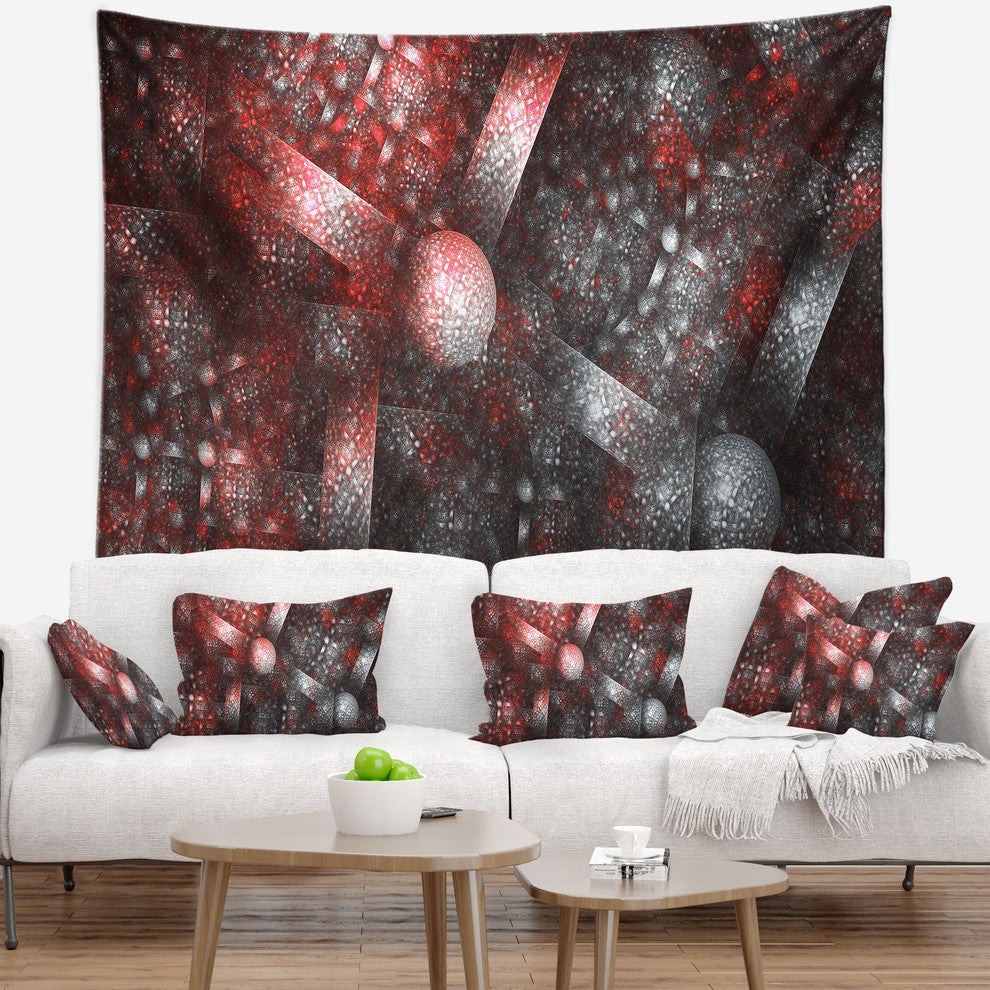Crystal Cell Red Steel Texture Abstract Wall Tapestry, 92"x78"