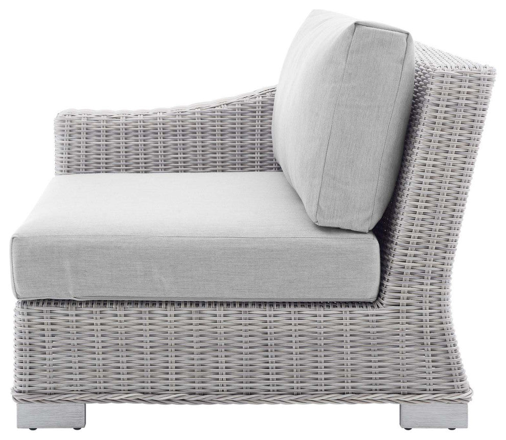 Lounge Sectional Sofa Set, Rattan, Wicker, Gray, Modern, Outdoor Patio Cafe