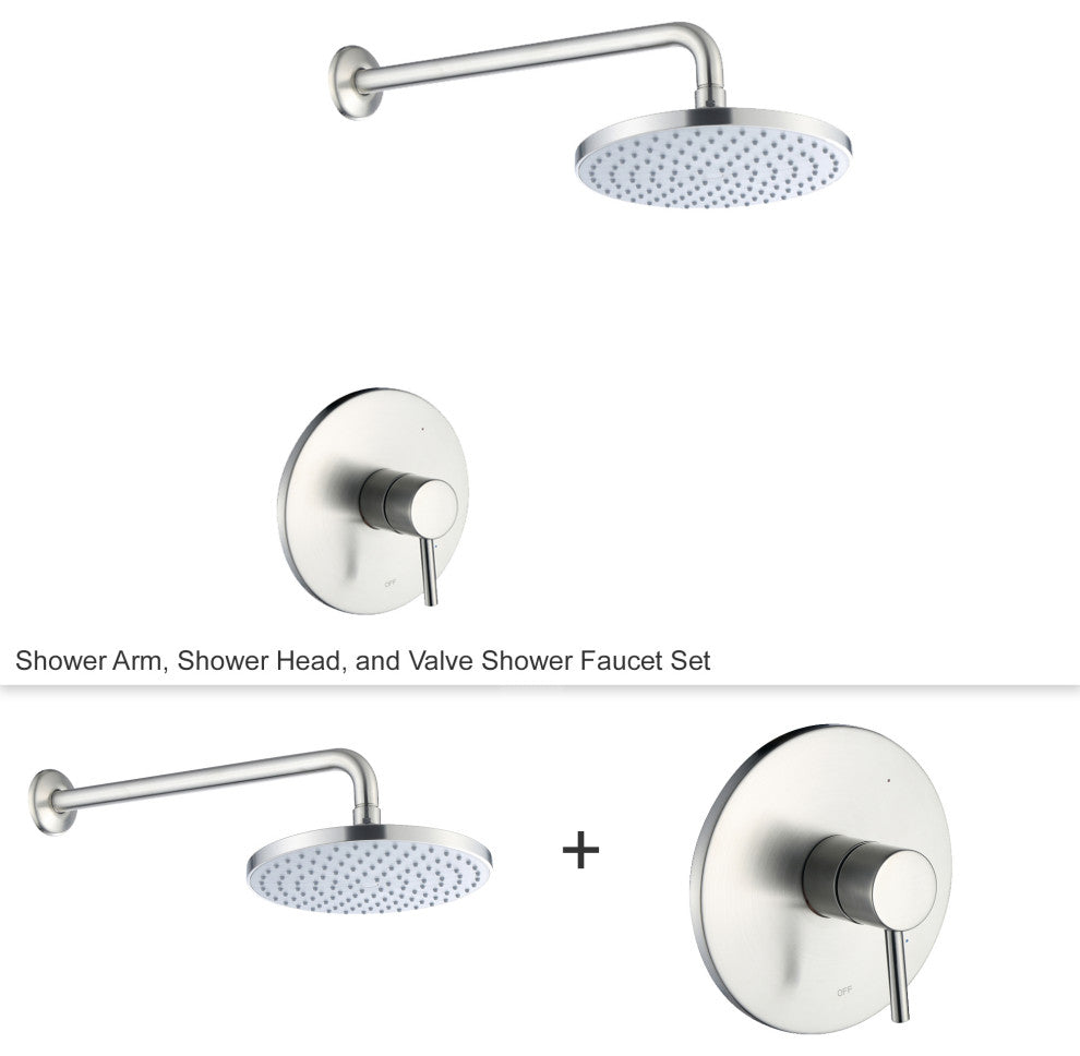 Luxier SS-B01-T Rainfall Shower Faucet Set, Brushed Nickel