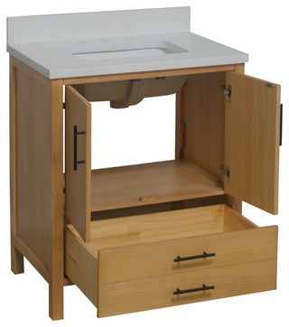 California 30" Bathroom Vanity, Blonde, Matte White
