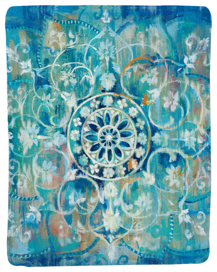 Laural Home Blue Mandala Sherpa Throw Blanket