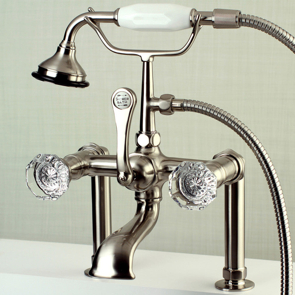 Aqua Vintage Deck Mount Clawfoot Tub Faucet, Brushed Nickel